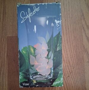 Clear Glass Vase with Floral Design